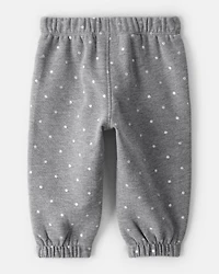 Baby Girl DayDream Fleece Polka Dot Pants - Grey