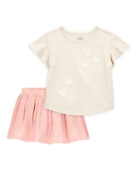 Baby 2-Piece Butterfly Short-Sleeve Top & Crochet Skort Set - Pink/Ivory