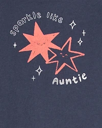 Baby Sparkle Like Auntie Short-Sleeve Bodysuit - Gray