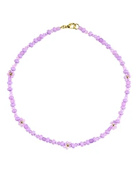 Kid 1-Piece Beaded Flower Necklace - Purple