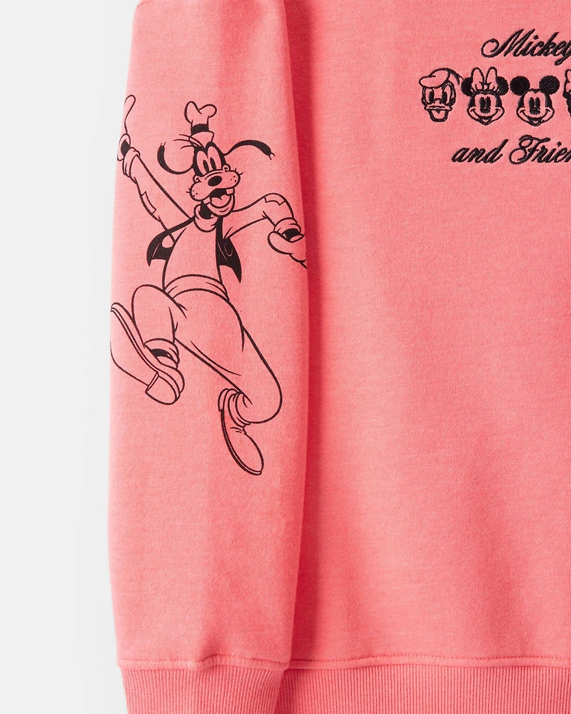 Girls Disney© Mickey Mouse Long-Sleeve Pullover Sweatshirt - Pink