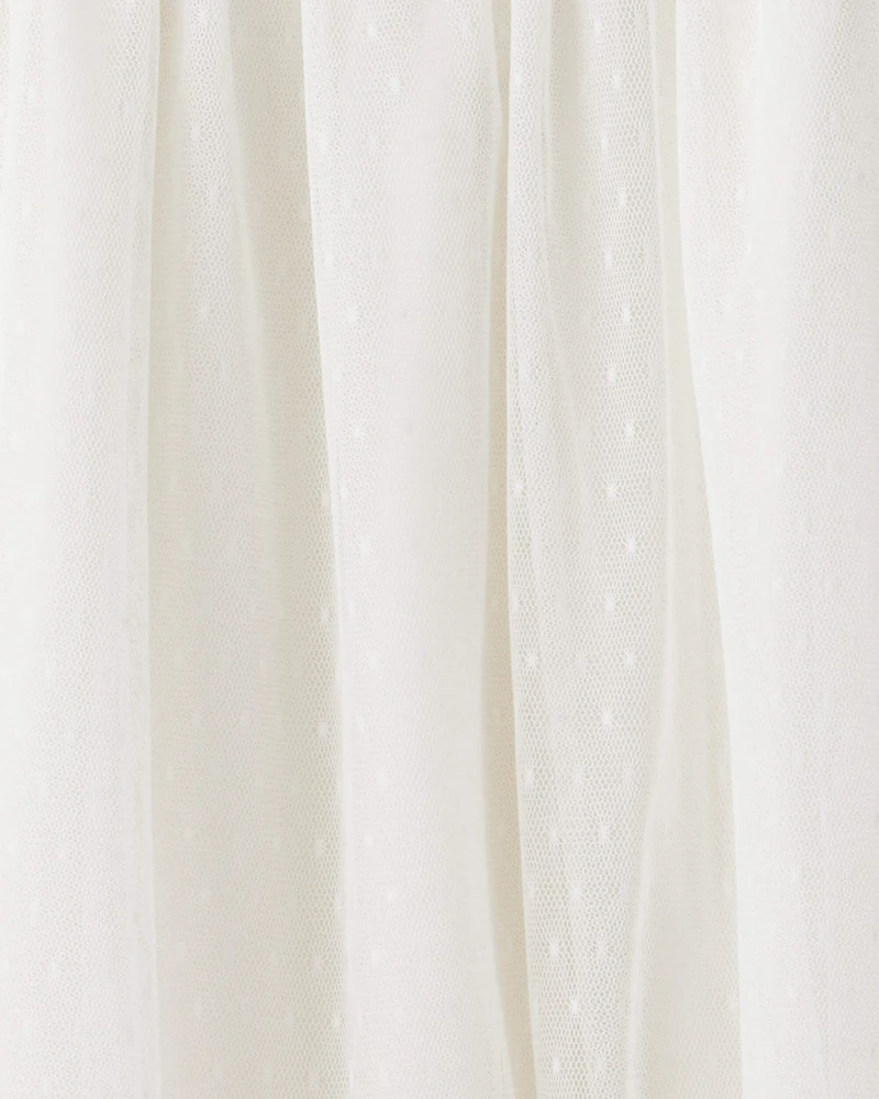 Girls Short-Sleeve Tulle Dress - White