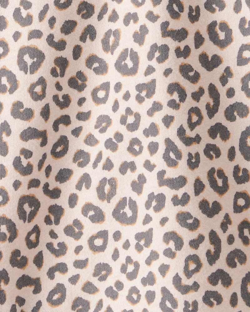Baby Girl 2-Piece Leopard Print Top & Cotton Stretch Leggings Set - Brown