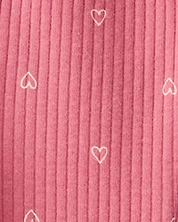 Baby Girl Heart Print Cotton Pull-On Pants - Pink