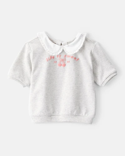 Toddler Girl Cherry French Terry Short-Sleeve Graphic Tee - White