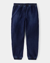 Kid Tapered Iconic Denim Drawstring Joggers - Indigo Wash