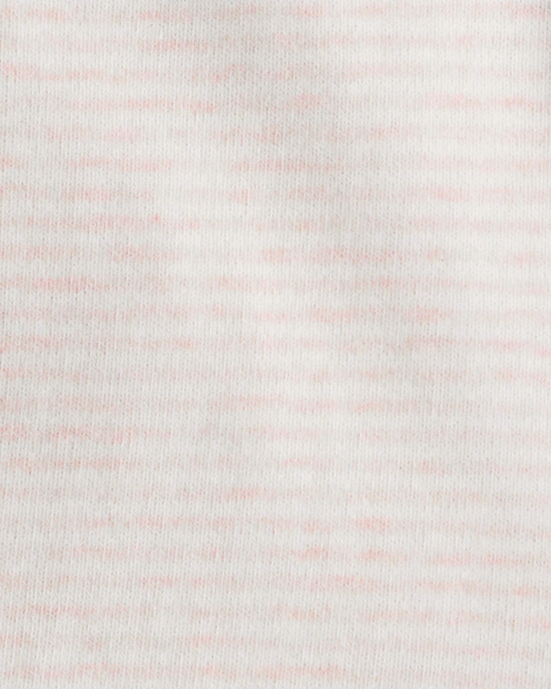 Baby Girl Striped Flutter-Sleeve Long-Sleeve Top - Pink/Cream