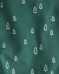 Kid Christmas Tree Print Waffle Knit Pajamas Made with Organic Cotton