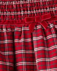 Baby Girl Special Occasion Plaid Print Short-Sleeve Dress - Red