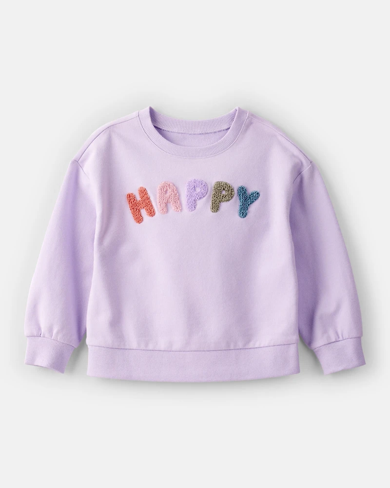 Toddler Girl 2-Piece Happy Pullover Sweatshirt & Cargo Joggers Set - Purple