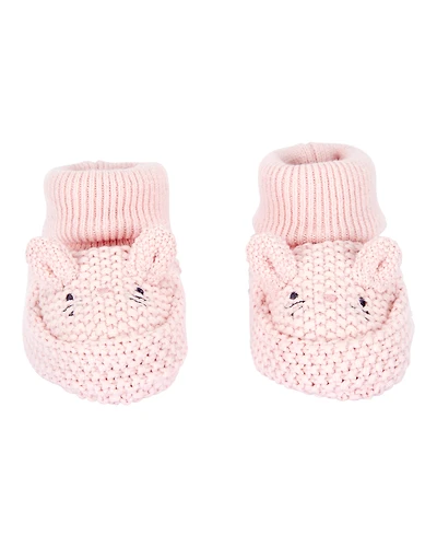Baby Bunny Crochet Booties - Pink