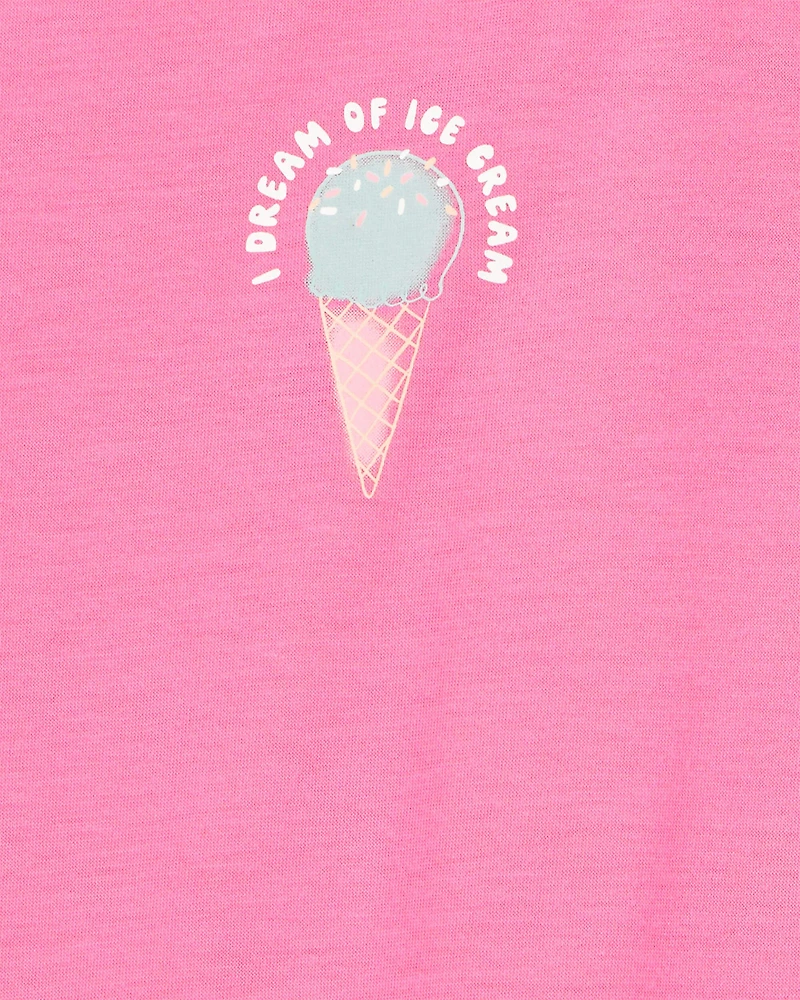 Girls 2-Pack Ice Cream Floral Nightgowns - Pink
