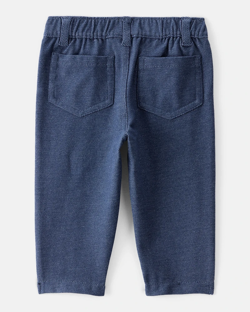 Baby Girl Faux Denim Pants - Navy Blue