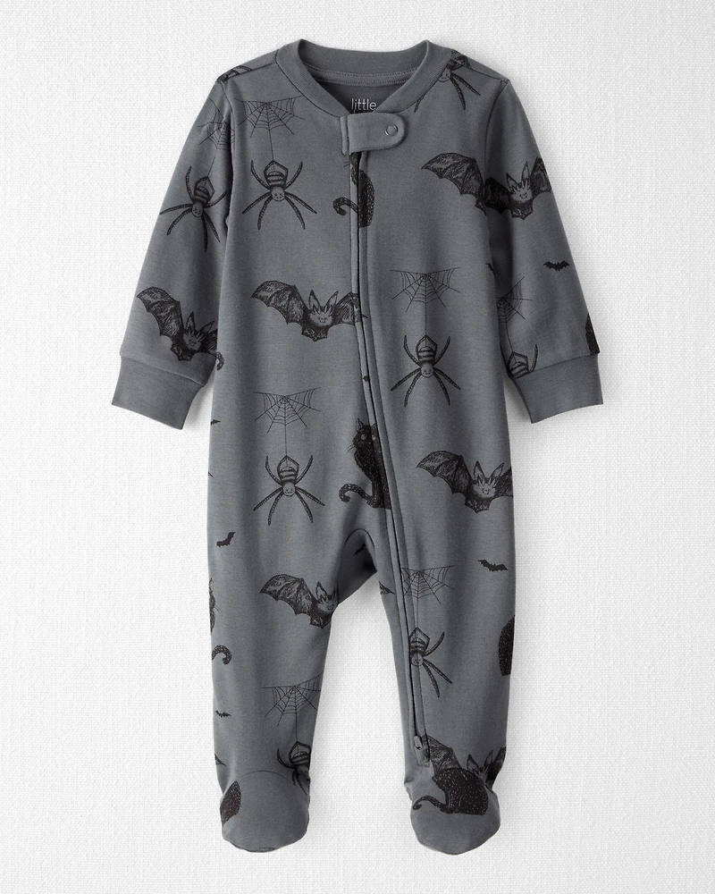 Baby Organic Cotton Sleep & Play Pajamas in Spooky Creatures Print
