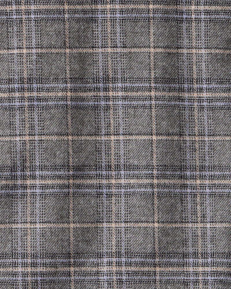 Girls Plaid Cotton Skirt - Grey