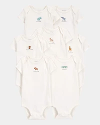 Baby 11-Piece Days Of The Week Short-Sleeve Bodysuits & Pull-On Pants Set - Ivory/Grey