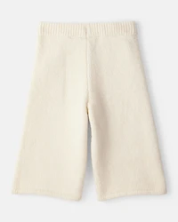 Baby Girl Wide-Leg Sweater Knit Pants - Ivory