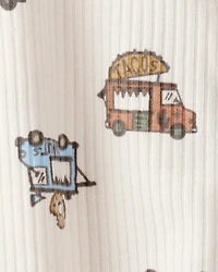 Baby Boy Truck Print Cotton Long-Sleeve Sleep & Play - Ivory