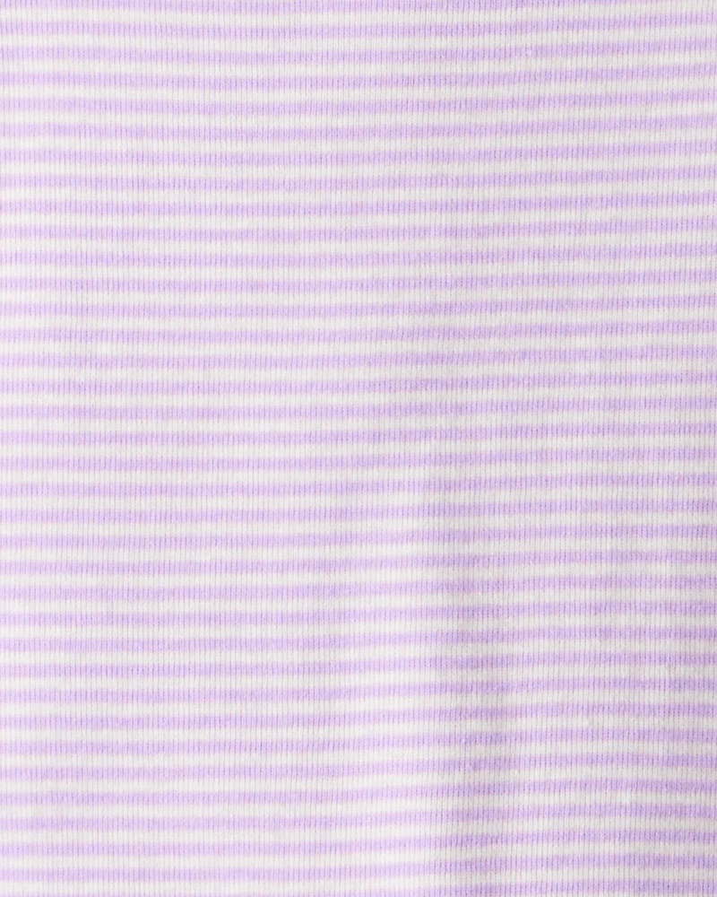 Toddler Girl Space Star Print 100% Cotton Long-Sleeve Snug Fit 4-Piece Pajamas - White/Purple