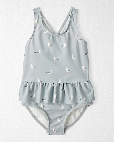 Toddler Girl Recycled Seagull-Print Swimsuit