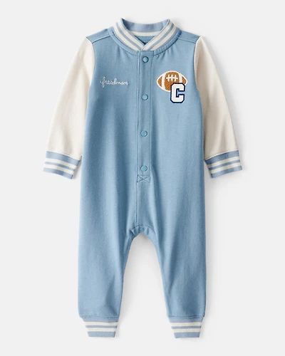 Baby Boy Varsity Jumpsuit - Blue