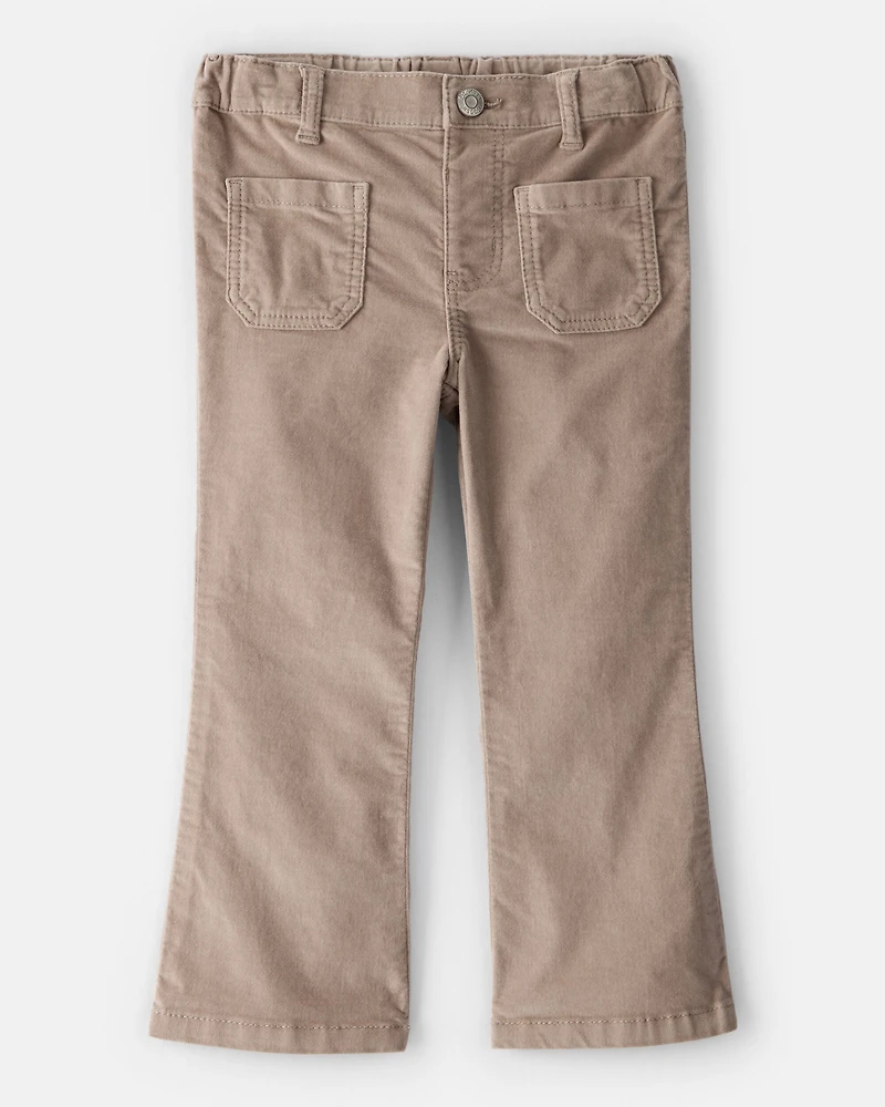 Toddler Girl Velvet Flare Pants - Brown