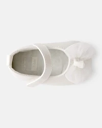 Baby Girl Tulle Bow Dress Shoes - White