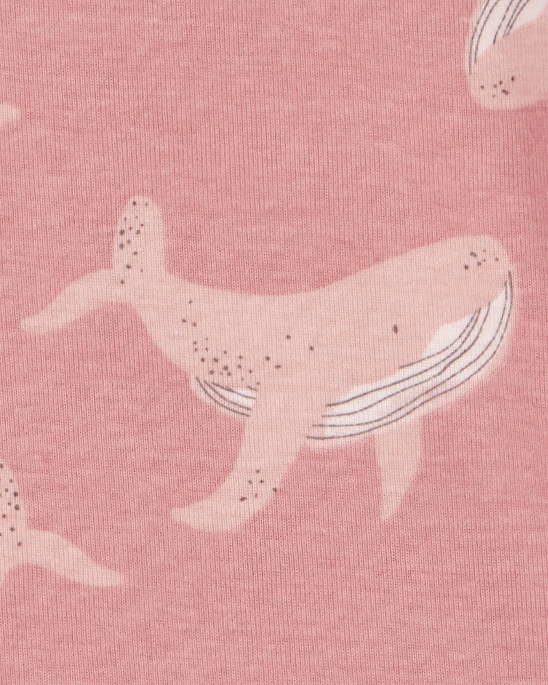 Baby Whale Print Snug Fit Cotton 4-Piece Pajamas