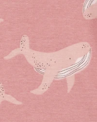 Baby Whale Print Snug Fit Cotton 4-Piece Pajamas