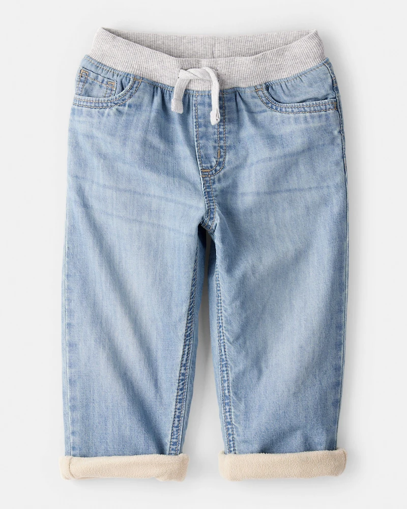 Toddler Boy Lined Light Wash Straight Jeans