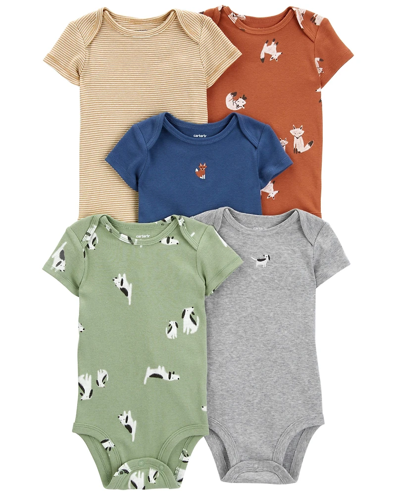 Baby 5-Pack Animal Print Short Sleeve Bodysuits