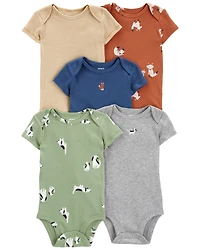 Baby 5-Pack Animal Print Short Sleeve Bodysuits