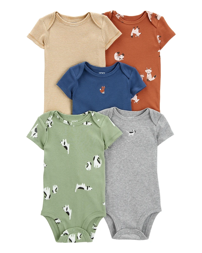 Baby 5-Pack Animal Print Short Sleeve Bodysuits