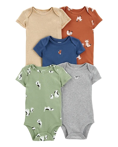 Baby 5-Pack Animal Print Short Sleeve Bodysuits