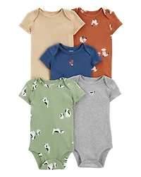 Baby 5-Pack Animal Print Short Sleeve Bodysuits