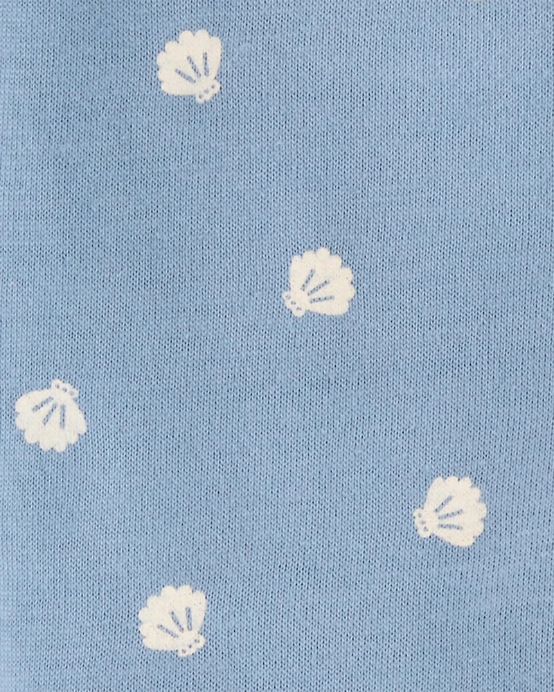 Baby Girl Shell Cotton Romper - Blue