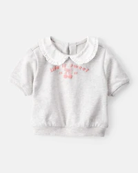 Baby Girl 2-Piece French Terry Tee & Plaid Knit Skirt Set - Grey/Navy