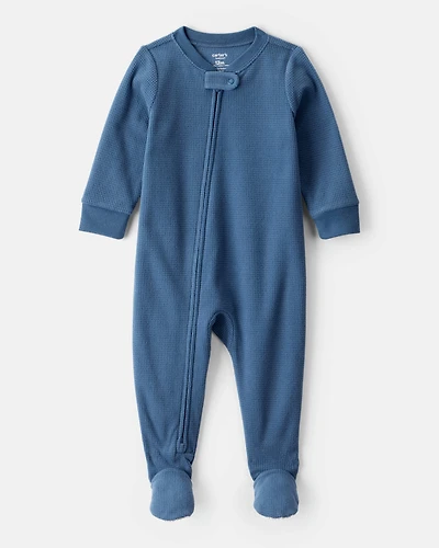 Baby Boy Fleece Long-Sleeve Snug Fit 1-Piece Pajamas - Blue