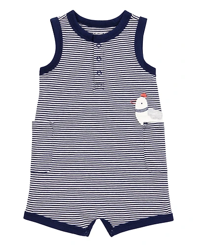 Baby Boy Blue Striped 1-Piece Romper