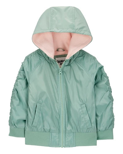Toddler Girl Fleece-Lined Midweight Bomber Jacket - Green