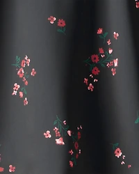 Girls Floral Print Woven Skirt - Black