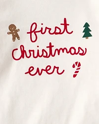 Baby 2-Piece My First Christmas Long-Sleeve Bodysuit & Pant Set - Cream/Green