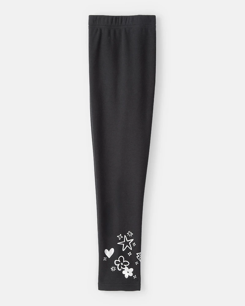 Girls Pull-On Stretch Cozy Leggings - Black