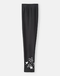 Girls Pull-On Stretch Cozy Leggings - Black