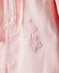 Baby Girl Embroidered Cotton Long-Sleeve Dress - Pink