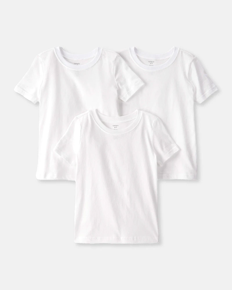 Boys 3-Pack Short-Sleeve Undershirts - White