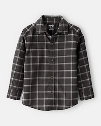 Toddler Boy Plaid Cotton Long-Sleeve Button-Down Shirt - Black