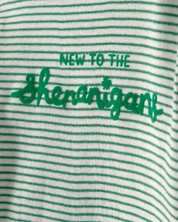 Baby St. Patrick's Day 2-Piece Striped Long-Sleeve Bodysuit & Pant Set - Green/White