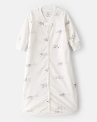 Baby Elephant Print Long-Sleeve Wearable Blanket - White