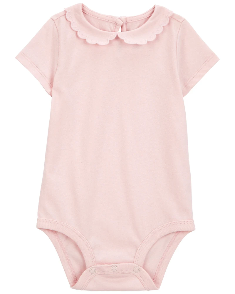 Baby Scalloped Collar Short-Sleeve Bodysuit